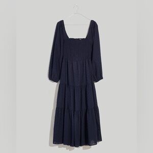 Madewell Lucie Cutout-Back Midi Dress Deep Indigo Blue Size Small S 100% Cotton